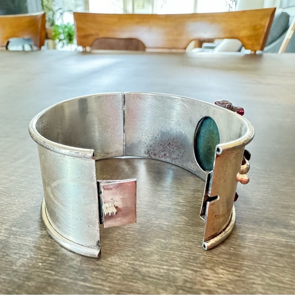 Vintage 1940’s Mexican Raw Amethyst, Green Onyx Bracelet - Picture 5 of 10